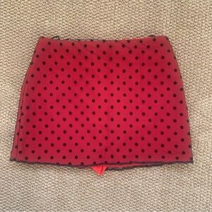 Red Polka Dot Mini Skirt Double Layer Mesh A-Line S